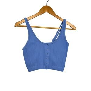 Aerie Ribbed Longline Bralette Top Size Large Periwinkle Blue